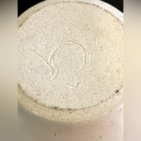 Vintage 80s Huge Studio Art Pottery Bulbous Artisan Vase Blue Rose Stripe Design - Picture 11 of 14